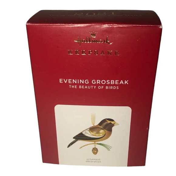 HALLMARK KEEPSAKE “Evening Grosbeck” ‘21 Beauty of Birds Christmas Xmas Ornament - Picture 3 of 5